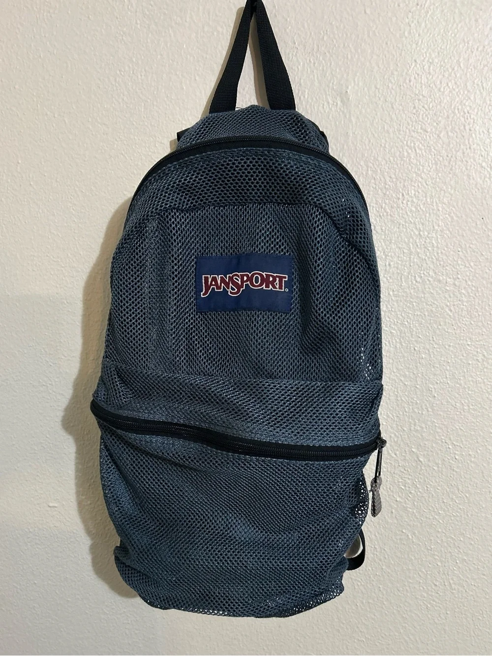 JanSport Gray Mesh Backpack Compact Everyday Bag